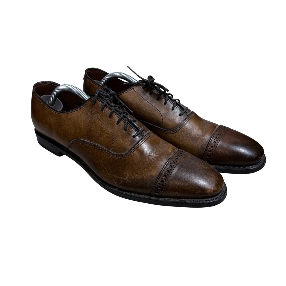 Allen Edmonds Fifth Avenue Oxford Mens 7.5 Brown Leather Cap Toe Brogue Shoes